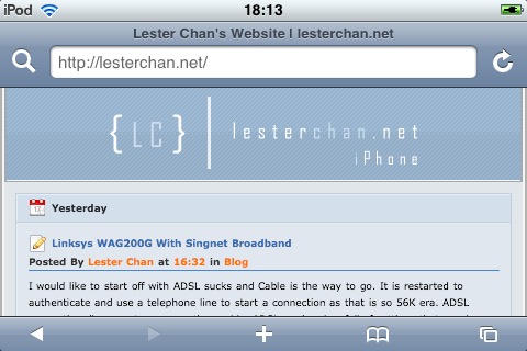 lesterchan.net on iPhone (Landscape - Width: 480px)